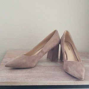 Brown/Tan Suede chunky heel
